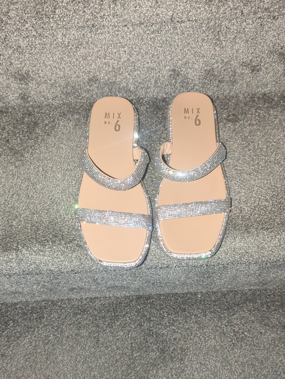 Mix No. 6 Sparkling Silver Two-Strap Slide Sandals